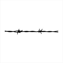 Barbed wire fence silhouette isolated on white background. Barbed wire icon vector illustration.