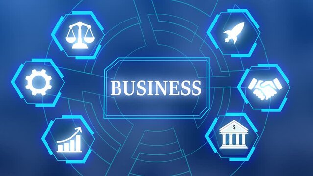 Business model concept animation. Business, Technology, Internet and network concept.