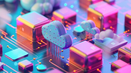 Abstract design elements serving to complement a cloud database concept