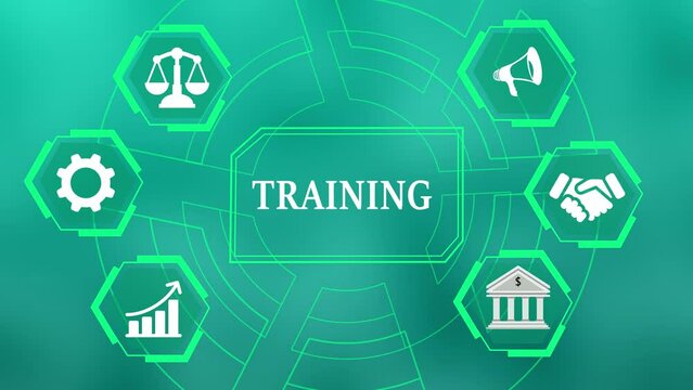 Coaching mentoring education business training development E-learning concept. training text animation.