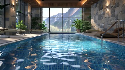 A 3D illustration portraying a swimming pool.