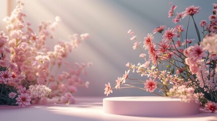 Peaceful Floral Arrangement in Soft Sunlight Display.