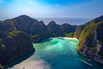 Amazing travel drone photo of landmark of Thailand, Andaman Sea, Krabi. Aerial View from above of...