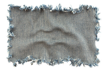 Piece of torn denim on a white background. Denim texture