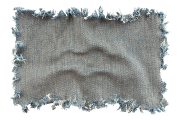 Piece of torn denim on a white background. Denim texture