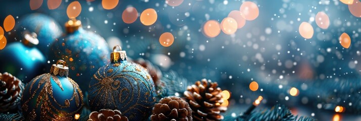lovely banner featuring Christmas balls and text space