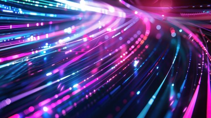 Obraz premium Light lines, fiber optics, speed lines, futuristic background. data transmission , high speed internet s