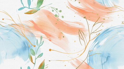 Seamless pattern. Artistic abstract with blue and orange tones, suitable for modern art and creative projects.