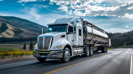 Obraz premium White American truck, delivery transport business
