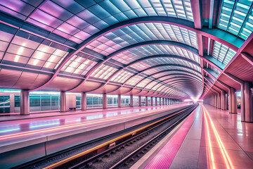 Futuristic Train Station with Flowing Lines