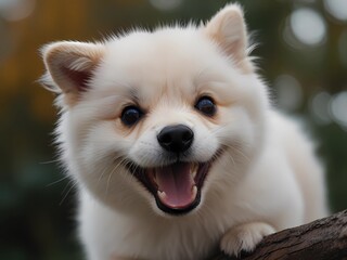 Obraz premium white pomeranian puppy