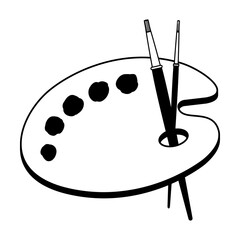 Painter palette and paint brushes icon symbol. Vector illustration