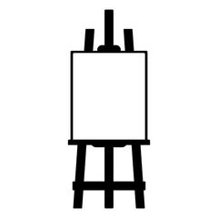 Wood easel or painting art board with canvas icon symbol. Vector illustration