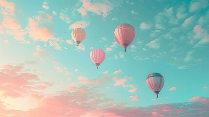 Obraz premium Bright Hot Air Balloons in the Sky