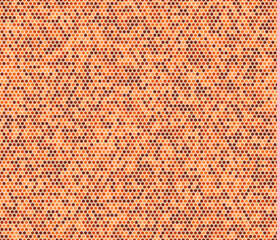Abstract template background. Hexagon mosaic pattern with inner solid cells. Orange color tones. Small hexagon shapes. Seamless pattern. Tileable vector illustration.