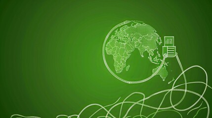 Continuous line art green energy plug concept. Sustainable power storage electric rechargeable supply. Charging battery eco global planet solution. Hand drawing sketch vector illustration