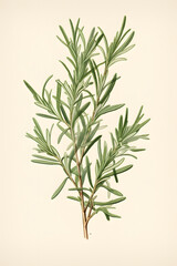 Fototapeta premium Vintage illustration of Rosemary plant, rosemary, tasty rosemary, herbs, rosemary herb