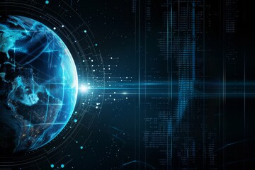 Interconnected World. Cybernetic Networks and Global Data Streams Across Earth.