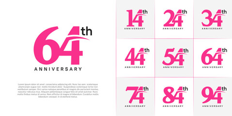 Set of Anniversary Logotype with swoosh, pink and black color can be use for special day celebration