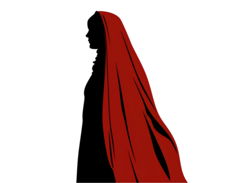 Arabian Woman in red dress on transparent background