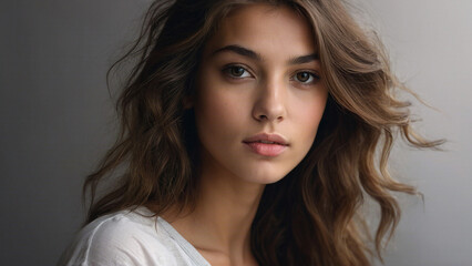 Fototapeta premium AI generated beautiful young woman portrait, mixed race ethnicity, perfect appearance