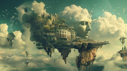 Modern surrealism with surreal landscapes and surrealistic architecture