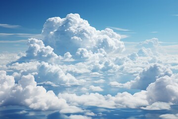 Dramatic cloudy sky with fluffy white clouds