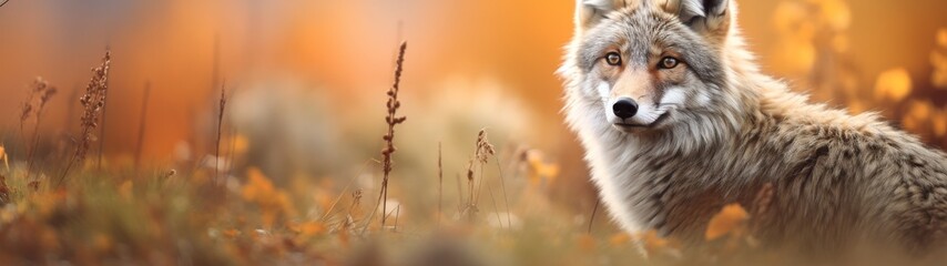 Obraz premium Majestic wolf in autumn forest