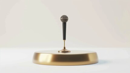 Isolated podium and microphone in a white environment, presented in a 3D illustration format, suitable for various speaking engagements.
