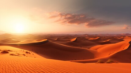 Breathtaking sunset over the sahara desert