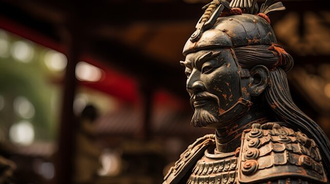 Ornate ancient chinese warrior statue