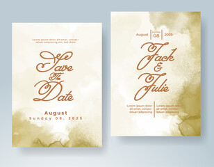 Wedding invitation with abstract watercolor background