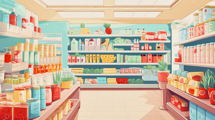 colorful supermarket illustration