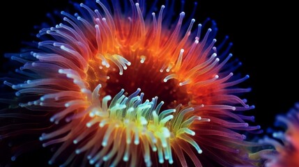 Fototapeta premium Vibrant underwater sea anemone