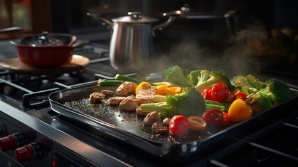 Healthy Vegetables and Cookware on Stove