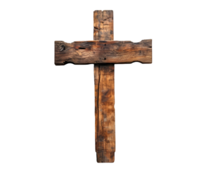 Handmade old wooden cross isolated white