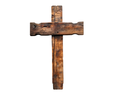 Handmade old wooden cross isolated white
