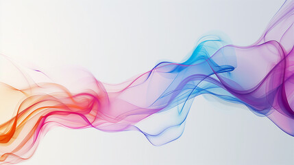  abstract light lines wavy flowing dynamic in blue purple pink orange red colors isolated on white background for concept of AI technology, digital, communication, 5G, 