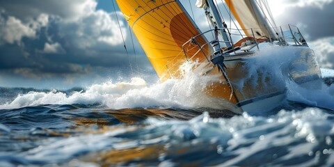 Yacht regatta series featuring sleek sailing ships competing in a sling race. Concept Yacht Racing, Sailing Ships, Regatta Series, Competitive Sport, Nautical Adventure