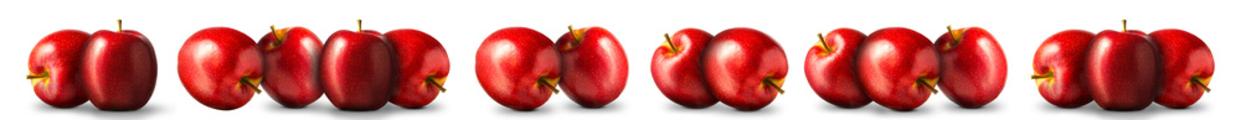 Group of red apple on white background