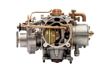 Mechanical Carburetor Picture Isolated On Transparent Background PNG.