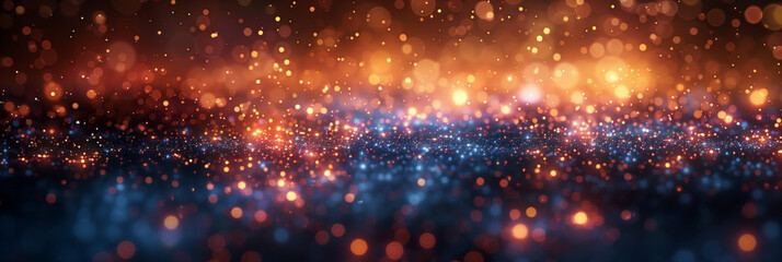 panoramic bokeh background of abstract glitter lights, defocused