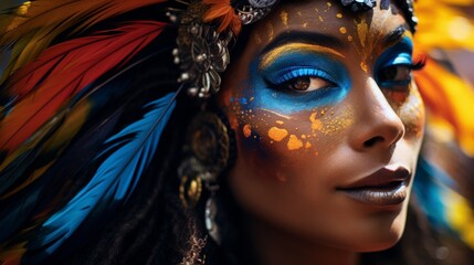 Vibrant carnival makeup and costume