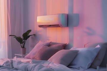 Fototapeta premium Nowoczesna klimatyzacja w przytulnej sypialni