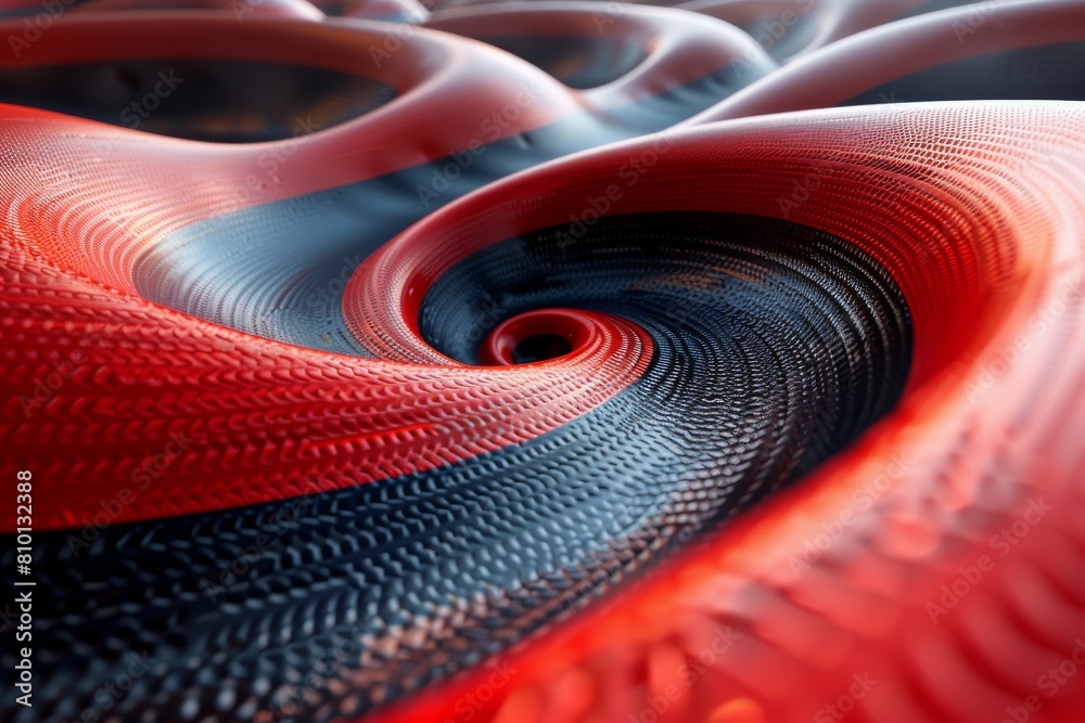Poster a captivating glossy texture with a ripple effect in red and blue, creating a sense of depth and flu