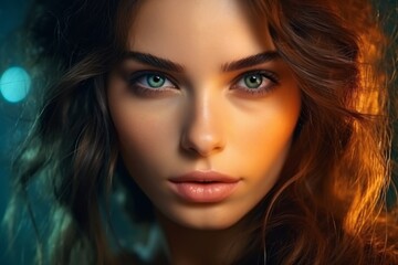 Captivating portrait of a woman with striking green eyes
