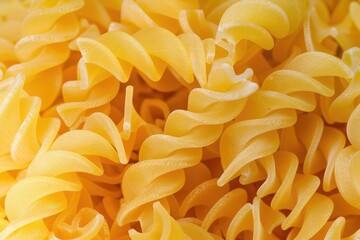 Spiral pasta. Pasta is a type of noodle made from durum wheat flour, water and eggs. It is a staple food of Italian cuisine.