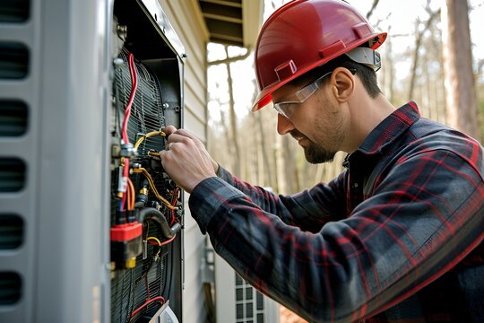 Elektryk pracujący przy rozdzielnicy elektrycznej