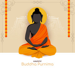Beautiful Happy Buddha Purnima Indian festival celebration card