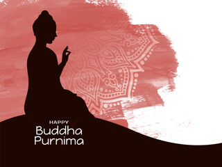 Happy Buddha Purnima Indian festival religious celebration card